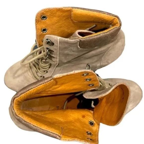 POUR LA VICTOIRE Women's Lang Tan Laced Wedge Platform Boots Booties Sz 8.5 - Picture 5 of 8